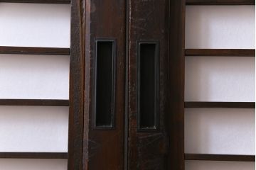 和製アンティーク　味わい深い風合いが魅力の障子帯戸2枚セット(格子戸、板戸、引き戸、建具)
