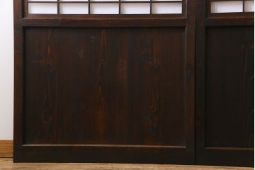 和製アンティーク　味わい深い風合いが魅力の障子帯戸2枚セット(格子戸、板戸、引き戸、建具)