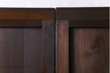 和製アンティーク　味わい深い風合いが魅力の障子帯戸2枚セット(格子戸、板戸、引き戸、建具)