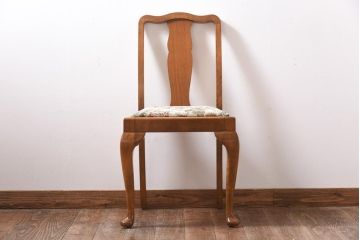 ヴィンテージ家具　フランスビンテージ　ガブリオールレッグ　ゴブラン織り　ビーチ材製ダイニングチェア(椅子)