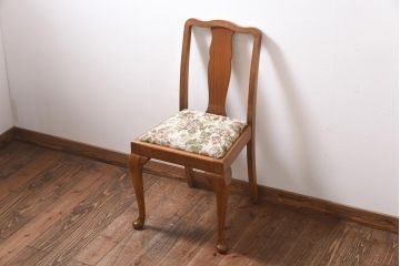 ヴィンテージ家具　フランスビンテージ　ガブリオールレッグ　ゴブラン織り　ビーチ材製ダイニングチェア(椅子)