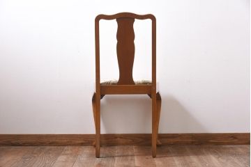 ヴィンテージ家具　フランスビンテージ　ガブリオールレッグ　ゴブラン織り　ビーチ材製ダイニングチェア(椅子)