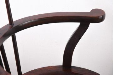 中古　九州民芸家具　ケヤキ材　漆塗り　こだわりを感じるウィンザーチェア(ワークチェア、アームチェア、ウインザーチェア)(1)