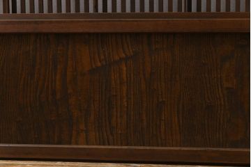 昭和レトロ　変わり花菱ガラス　裏障子枠付き　細い桟が涼しげな格子戸(ガラス帯戸、引き戸、建具)2枚セット