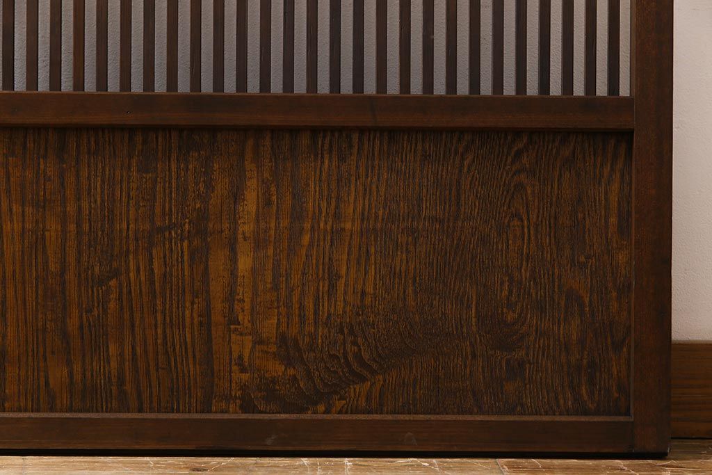 昭和初期　市松模様ガラス　和モダンな雰囲気高まる格子戸(ガラス帯戸、引き戸、建具)2枚セット