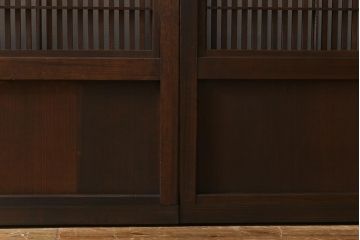 モールガラス　裏障子枠付き　落ち着いた色合いが魅力的な格子戸(ガラス帯戸、引き戸、建具)3枚セット