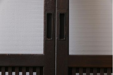 モールガラス　裏障子枠付き　落ち着いた色合いが魅力的な格子戸(ガラス帯戸、引き戸、建具)3枚セット