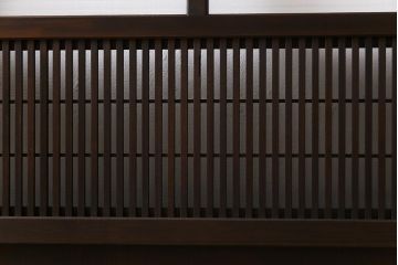 モールガラス　裏障子枠付き　落ち着いた色合いが魅力的な格子戸(ガラス帯戸、引き戸、建具)3枚セット