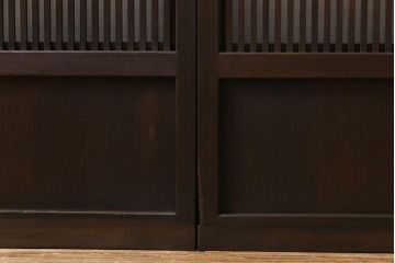 モールガラス　裏障子枠付き　落ち着いた色合いが魅力的な格子戸(ガラス帯戸、引き戸、建具)3枚セット