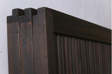 モールガラス　裏障子枠付き　落ち着いた色合いが魅力的な格子戸(ガラス帯戸、引き戸、建具)3枚セット