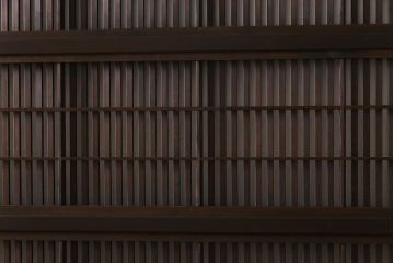 モールガラス　裏障子枠付き　落ち着いた色合いが魅力的な格子戸(ガラス帯戸、引き戸、建具)3枚セット
