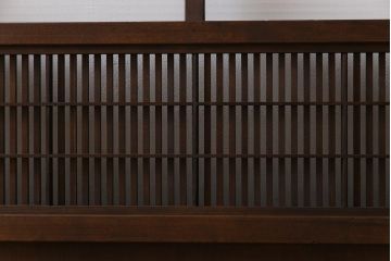 モールガラス　裏障子枠付き　落ち着いた色合いが魅力的な格子戸(ガラス帯戸、引き戸、建具)3枚セット