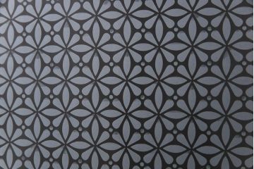 高級品!　変わり花菱ガラス　ヒノキ柾目材　細い桟が並んだ上品な万本格子戸(引き戸、ガラス帯戸、建具)4枚セット