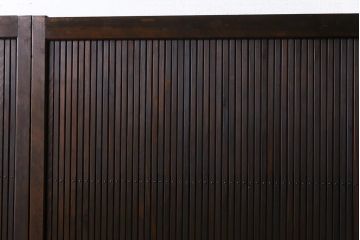 高級品!　変わり花菱ガラス　ヒノキ柾目材　細い桟が並んだ上品な万本格子戸(引き戸、ガラス帯戸、建具)4枚セット