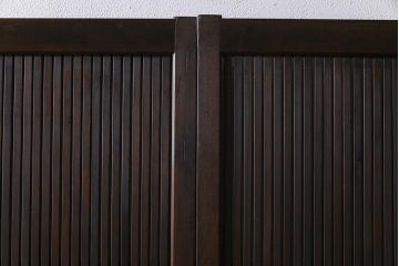 高級品!　変わり花菱ガラス　ヒノキ柾目材　細い桟が並んだ上品な万本格子戸(引き戸、ガラス帯戸、建具)4枚セット