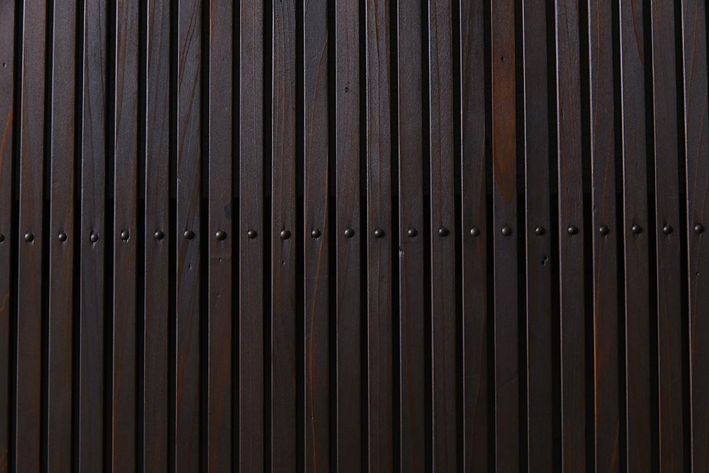 高級品!　変わり花菱ガラス　ヒノキ柾目材　細い桟が並んだ上品な万本格子戸(引き戸、ガラス帯戸、建具)4枚セット