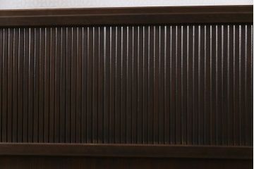 高級品!　変わり花菱ガラス　ヒノキ柾目材　細い桟が並んだ上品な万本格子戸(引き戸、ガラス帯戸、建具)4枚セット