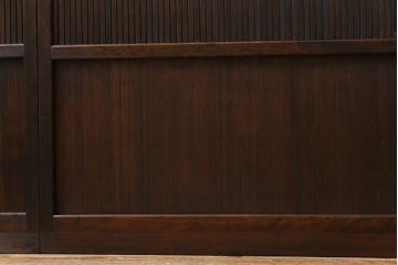 高級品!　変わり花菱ガラス　ヒノキ柾目材　細い桟が並んだ上品な万本格子戸(引き戸、ガラス帯戸、建具)4枚セット