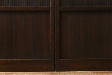 高級品!　変わり花菱ガラス　ヒノキ柾目材　細い桟が並んだ上品な万本格子戸(引き戸、ガラス帯戸、建具)4枚セット