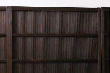 高級品!　変わり花菱ガラス　ヒノキ柾目材　細い桟が並んだ上品な万本格子戸(引き戸、ガラス帯戸、建具)4枚セット