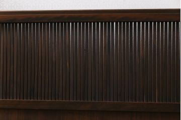 高級品!　変わり花菱ガラス　ヒノキ柾目材　細い桟が並んだ上品な万本格子戸(引き戸、ガラス帯戸、建具)4枚セット