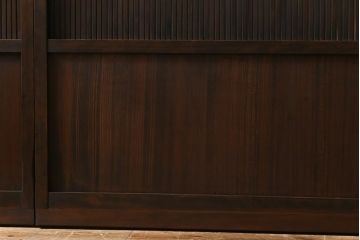 高級品!　変わり花菱ガラス　ヒノキ柾目材　細い桟が並んだ上品な万本格子戸(引き戸、ガラス帯戸、建具)4枚セット