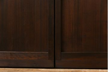 高級品!　変わり花菱ガラス　ヒノキ柾目材　細い桟が並んだ上品な万本格子戸(引き戸、ガラス帯戸、建具)4枚セット