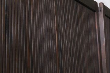 高級品!　変わり花菱ガラス　ヒノキ柾目材　細い桟が並んだ上品な万本格子戸(引き戸、ガラス帯戸、建具)4枚セット