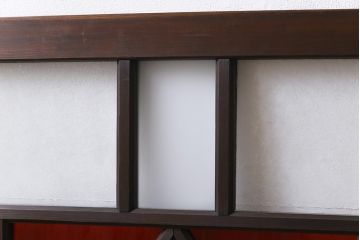 昭和レトロ　色ガラス入り　菱型のデザインがおしゃれなガラス戸(引き戸、建具、窓)2枚セット