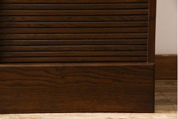 アンティーク家具　イギリスアンティーク　オーク材　凛とした佇まいの蛇腹式扉のファイリングキャビネット(書類ケース、チェスト)