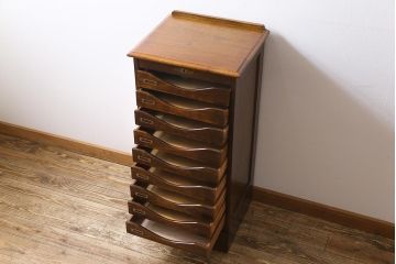 アンティーク家具　イギリスアンティーク　オーク材　凛とした佇まいの蛇腹式扉のファイリングキャビネット(書類ケース、チェスト)