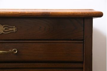 アンティーク家具　イギリスアンティーク　オーク材　凛とした佇まいの蛇腹式扉のファイリングキャビネット(書類ケース、チェスト)