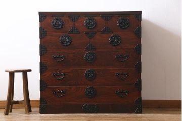 中古美品　伝統民芸家具　岩谷堂箪笥　かくし付き　北上整理箪笥(和タンス、チェスト)