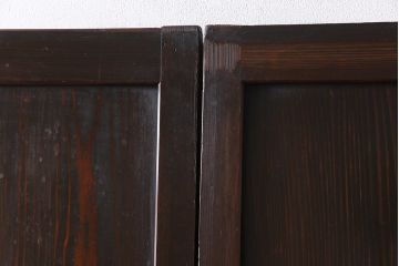 和製アンティーク　杉材　倹飩式裏ガラス　上品な和の空間づくりにおすすめなガラス入り格子帯戸3枚セット(建具、引き戸)