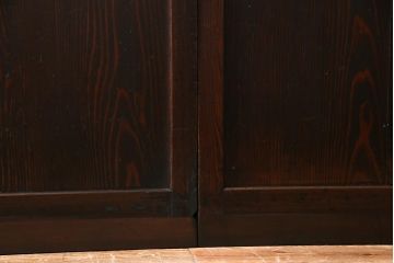 和製アンティーク　杉材　倹飩式裏ガラス　上品な和の空間づくりにおすすめなガラス入り格子帯戸3枚セット(建具、引き戸)