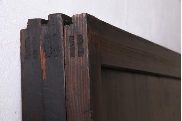 和製アンティーク　杉材　倹飩式裏ガラス　上品な和の空間づくりにおすすめなガラス入り格子帯戸3枚セット(建具、引き戸)
