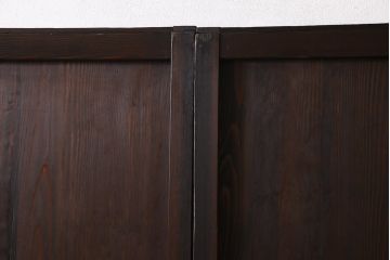 和製アンティーク　杉材　倹飩式裏ガラス　上品な和の空間づくりにおすすめなガラス入り格子帯戸3枚セット(建具、引き戸)