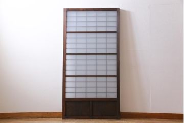 和製アンティーク　すりガラス入り　古い建具をリメイクしたパーテーション(衝立、間仕切り)