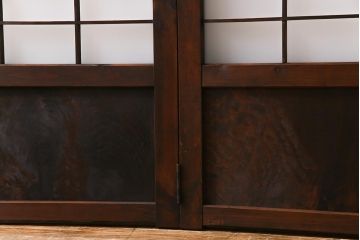 和製アンティーク　すりガラス入り　古い建具をリメイクしたパーテーション(衝立、間仕切り)