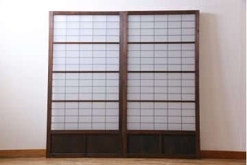 和製アンティーク　すりガラス入り　古い建具をリメイクしたパーテーション(衝立、間仕切り)