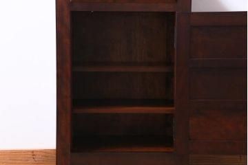 中古　松本民芸家具　シックな雰囲気漂うC型電話台(サイドチェスト、引き出し、収納棚)(定価約11万円)(1)