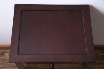 中古　松本民芸家具　シックな雰囲気漂うC型電話台(サイドチェスト、引き出し、収納棚)(定価約11万円)(1)