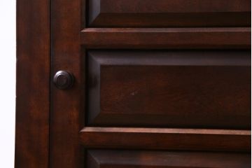 中古　松本民芸家具　シックな雰囲気漂うC型電話台(サイドチェスト、引き出し、収納棚)(定価約11万円)(1)