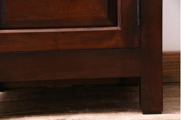 中古　松本民芸家具　シックな雰囲気漂うC型電話台(サイドチェスト、引き出し、収納棚)(定価約11万円)(1)