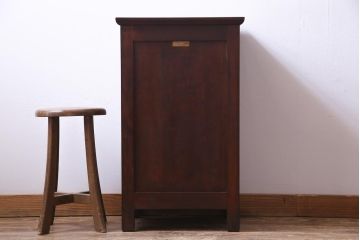 中古　松本民芸家具　シックな雰囲気漂うC型電話台(サイドチェスト、引き出し、収納棚)(定価約11万円)(1)