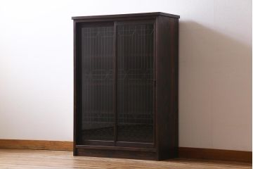 ラフジュ工房オリジナル　リメイク家具　アンティークの書院戸を使った和モダンな戸棚(ガラス戸棚、収納棚、サイドボード、組子)