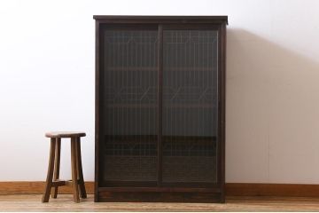 ラフジュ工房オリジナル　リメイク家具　アンティークの書院戸を使った和モダンな戸棚(ガラス戸棚、収納棚、サイドボード、組子)