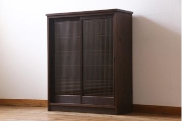 ラフジュ工房オリジナル　リメイク家具　アンティークの書院戸を使った和モダンな戸棚(ガラス戸棚、収納棚、サイドボード、組子)(1)