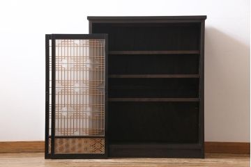 ラフジュ工房オリジナル　リメイク家具　アンティークの書院戸を使った和モダンな戸棚(ガラス戸棚、収納棚、サイドボード、組子)(2)