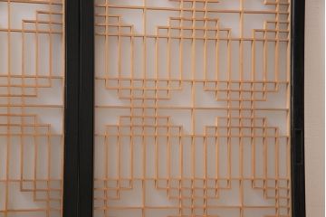 ラフジュ工房オリジナル　リメイク家具　アンティークの書院戸を使った和モダンな戸棚(ガラス戸棚、収納棚、サイドボード、組子)(2)
